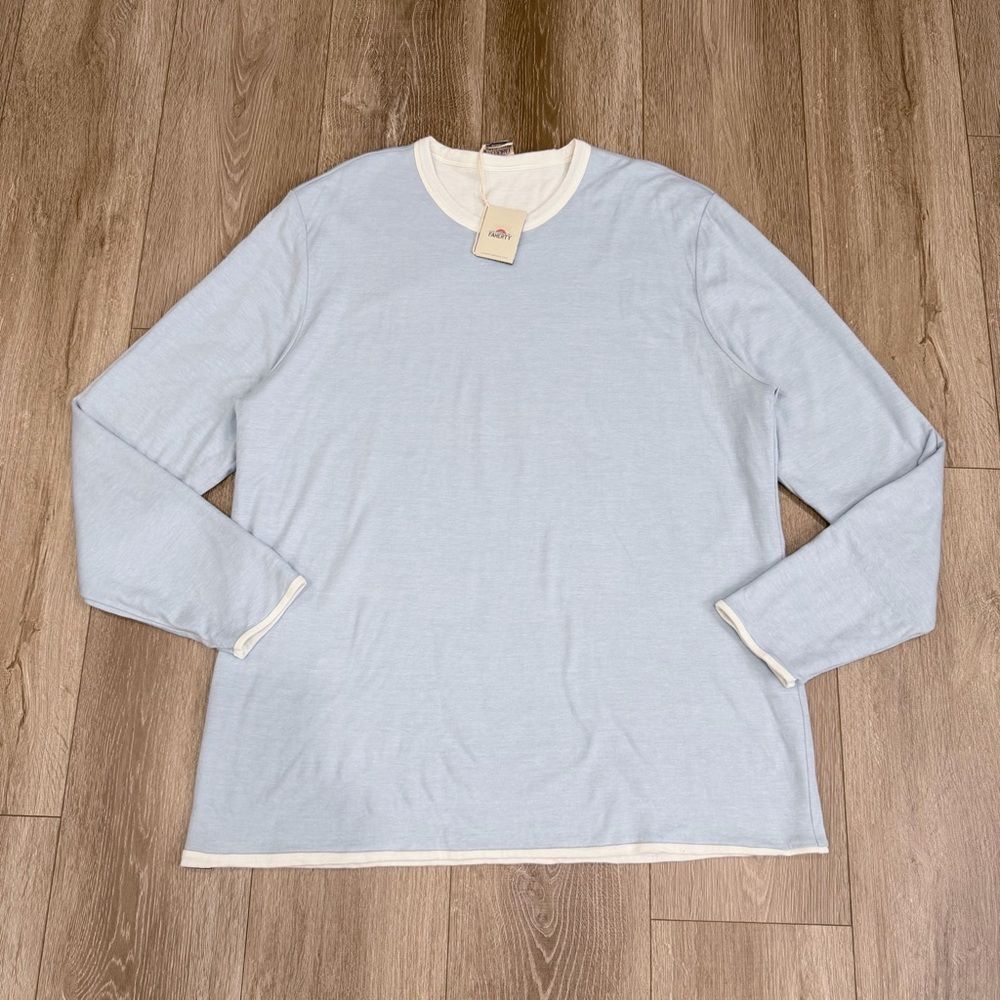 NWT Faherty Cloud Reversible Crew Light Blue Heat… - image 4